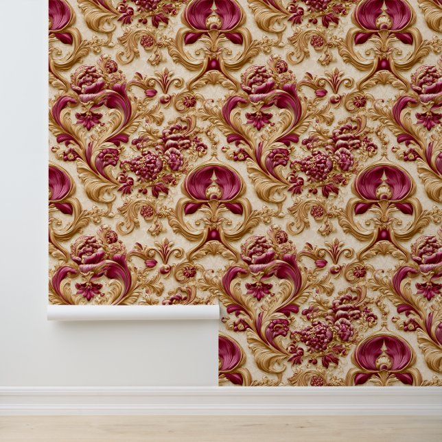 Luxury Baroque Floral Gold and Burgundy 壁紙 (アプリケーション)