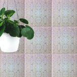 Luxury Baroque Gold Damask Pattern On Pastel Ombre タイル<br><div class="desc">Luxury and elegant decorative tile design featuring gold damask ornate pattern on a pastel blue/pink/purple ombre background.</div>