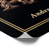 Luxury Baroque Letter A Monogram Poster  ポスター (角)