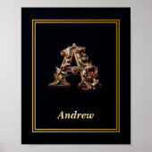 Luxury Baroque Letter A Monogram Poster  ポスター (正面)