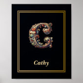 Luxury Baroque Letter C Monogram Poster  ポスター (正面)