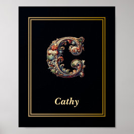 Luxury Baroque Letter C Monogram Poster  ポスター