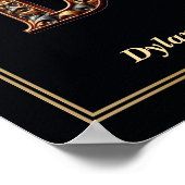 Luxury Baroque Letter D Monogram Poster  ポスター (角)