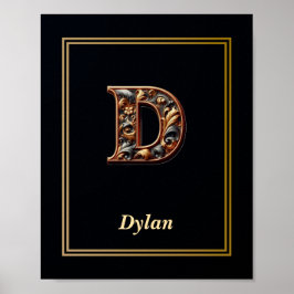 Luxury Baroque Letter D Monogram Poster  ポスター