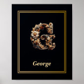 Luxury Baroque Letter G Monogram Poster  ポスター (正面)