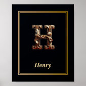 Luxury Baroque Letter H Monogram Poster ポスター (正面)