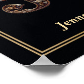 Luxury Baroque Letter J Monogram Poster  ポスター (角)