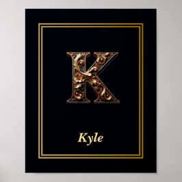 Luxury Baroque Letter K Monogram Poster  ポスター