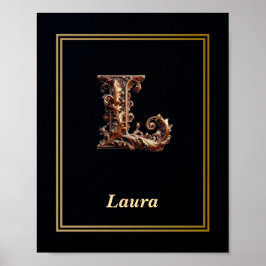 Luxury Baroque Letter L Monogram Poster  ポスター