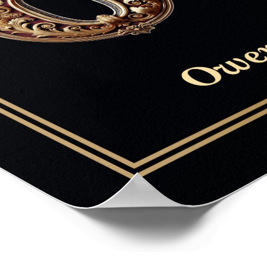 Luxury Baroque Letter O Monogram Poster  ポスター (角)