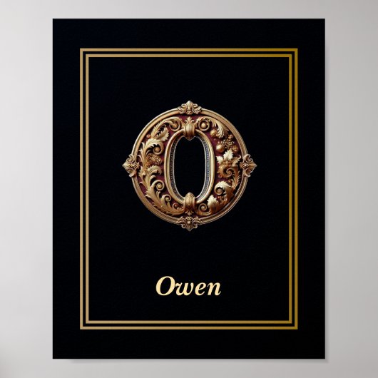 Luxury Baroque Letter O Monogram Poster  ポスター (正面)