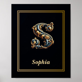 Luxury Baroque Letter S Monogram Poster  ポスター