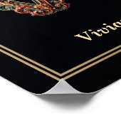Luxury Baroque Letter V Monogram Poster  ポスター (角)