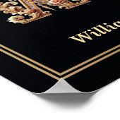 Luxury Baroque Letter W Monogram Poster  ポスター (角)