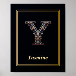 Luxury Baroque Letter Y Monogram Poster  ポスター