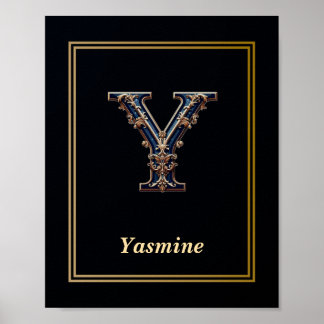 Luxury Baroque Letter Y Monogram Poster  ポスター