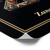 Luxury Baroque Letter Z Monogram Poster  ポスター (角)