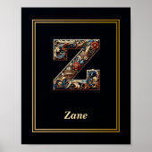 Luxury Baroque Letter Z Monogram Poster  ポスター (正面)