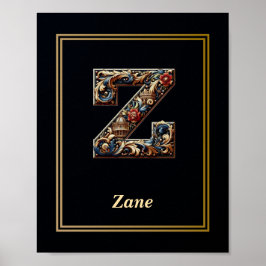 Luxury Baroque Letter Z Monogram Poster  ポスター