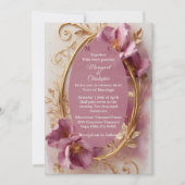 Luxury Baroque Opulent Mulberry Tulip Gold Wedding 招待状 (正面)