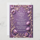Luxury Baroque Opulent Purple Tulips Gold Wedding 招待状 (正面)