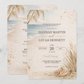 Luxury Beach Wedding Invitation Template 招待状 (正面/裏面)