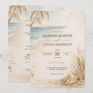 Luxury Beach Wedding Invitation Template 招待状