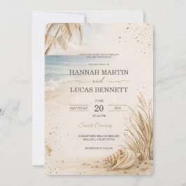 Luxury Beach Wedding Invitation Template 招待状
