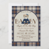 Luxury Bear Preppy Girl Baby Shower 招待状 (正面)