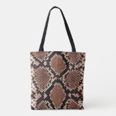 Luxury Beauty Branding Brown Python Snake Skin トートバッグ (裏面)