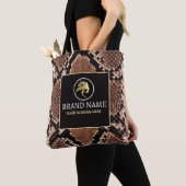 Luxury Beauty Branding Brown Python Snake Skin トートバッグ (クローズアップ)