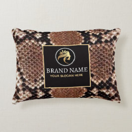 Luxury Beauty Salon Brand Brown Snake Skin アクセントクッション