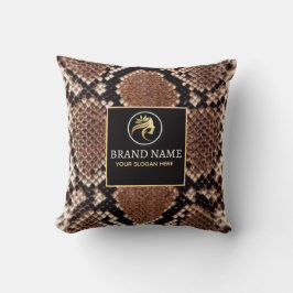 Luxury Beauty Salon Brand Brown Snake Skin クッション