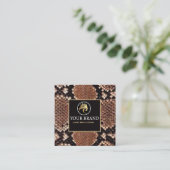 Luxury Beauty Salon Brand Brown Snake Skin スクエア名刺 (スタンド正面)