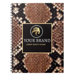 Luxury Beauty Salon Brand Brown Snake Skin ノートブック