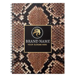 Luxury Beauty Salon Brand Brown Snake Skin ノートブック