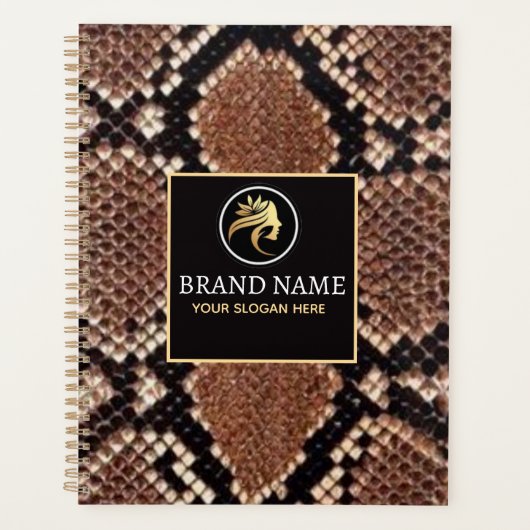 Luxury Beauty Salon Brand Brown Snake Skin  プランナー手帳 (正面)