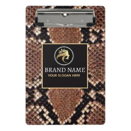 Luxury Beauty Salon Brand Brown Snake Skin ミニクリップボード