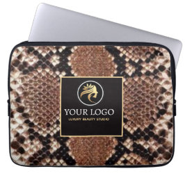 Luxury Beauty Salon Brand Brown Snake Skin ラップトップスリーブ