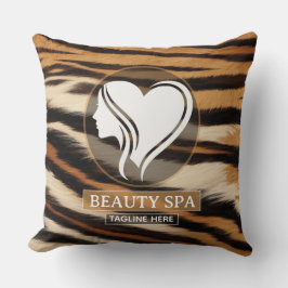 Luxury Beauty Spa Logo Elegant Tiger Print Salon クッション