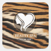 Luxury Beauty Spa Logo Elegant Tiger Print Salon スクエアシール (正面)