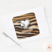 Luxury Beauty Spa Logo Elegant Tiger Print Salon スクエアシール (封筒)