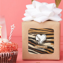 Luxury Beauty Spa Logo Elegant Tiger Print Salon スクエアシール