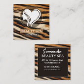 Luxury Beauty Spa Logo Elegant Tiger Print Salon スクエア名刺 (正面/裏面)