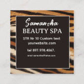 Luxury Beauty Spa Logo Elegant Tiger Print Salon スクエア名刺 (裏面)