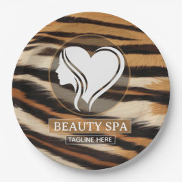 Luxury Beauty Spa Logo Elegant Tiger Print Salon ペーパープレート