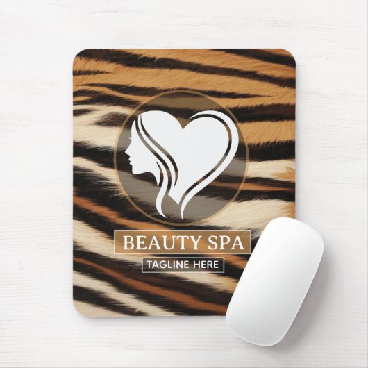 Luxury Beauty Spa Logo Elegant Tiger Print Salon マウスパッド (マウス)