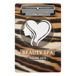 Luxury Beauty Spa Logo Elegant Tiger Print Salon ミニクリップボード