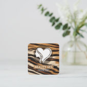 Luxury Beauty Spa Logo Elegant Tiger Print Salon 予約カード (スタンド正面)