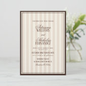 Luxury Beige Espresso Stripes Wedding 招待状 (スタンド正面)